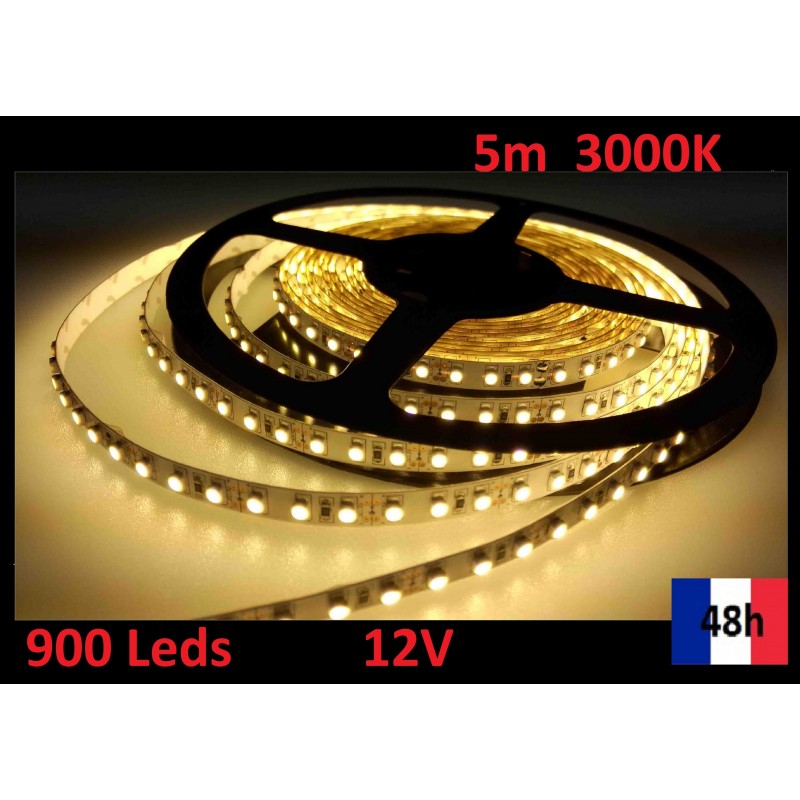 Ruban 3000K Bandeau Led Strip 5m 900 Leds de puissance 12V