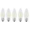 Lot de 5 Ampoules Flamme LED filament A+++ E27 3W 300lm  Blanc chaud