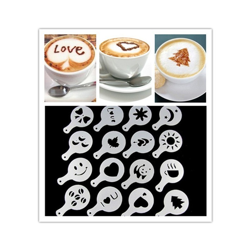 Lot de 16 ! Pochoir à café Barista Cappuccino Latte Decoration Mousse X16